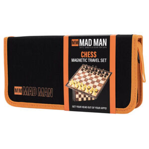 Mad Man Chess Magnetic Travel Set Portable Board Game Folding Case Complete New